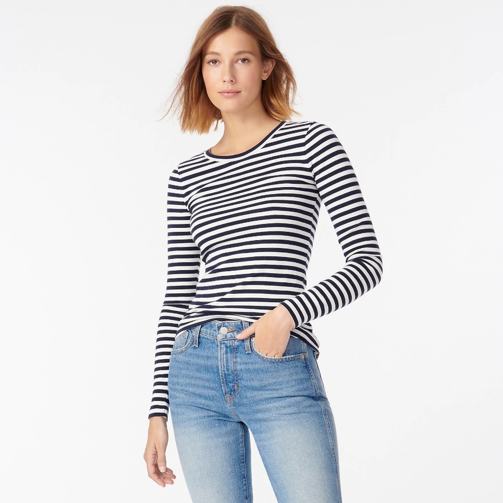 New! J Crew sz XS X-Small Slim Perfect Long-sleeve T-shirt Striped NWT
